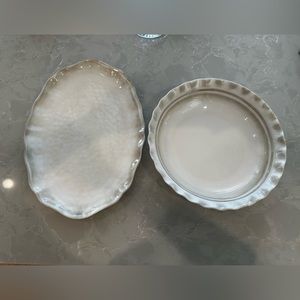 WILLIAMS SONOMA French Country Rustic Melamine Serving Set of Platter and bowl